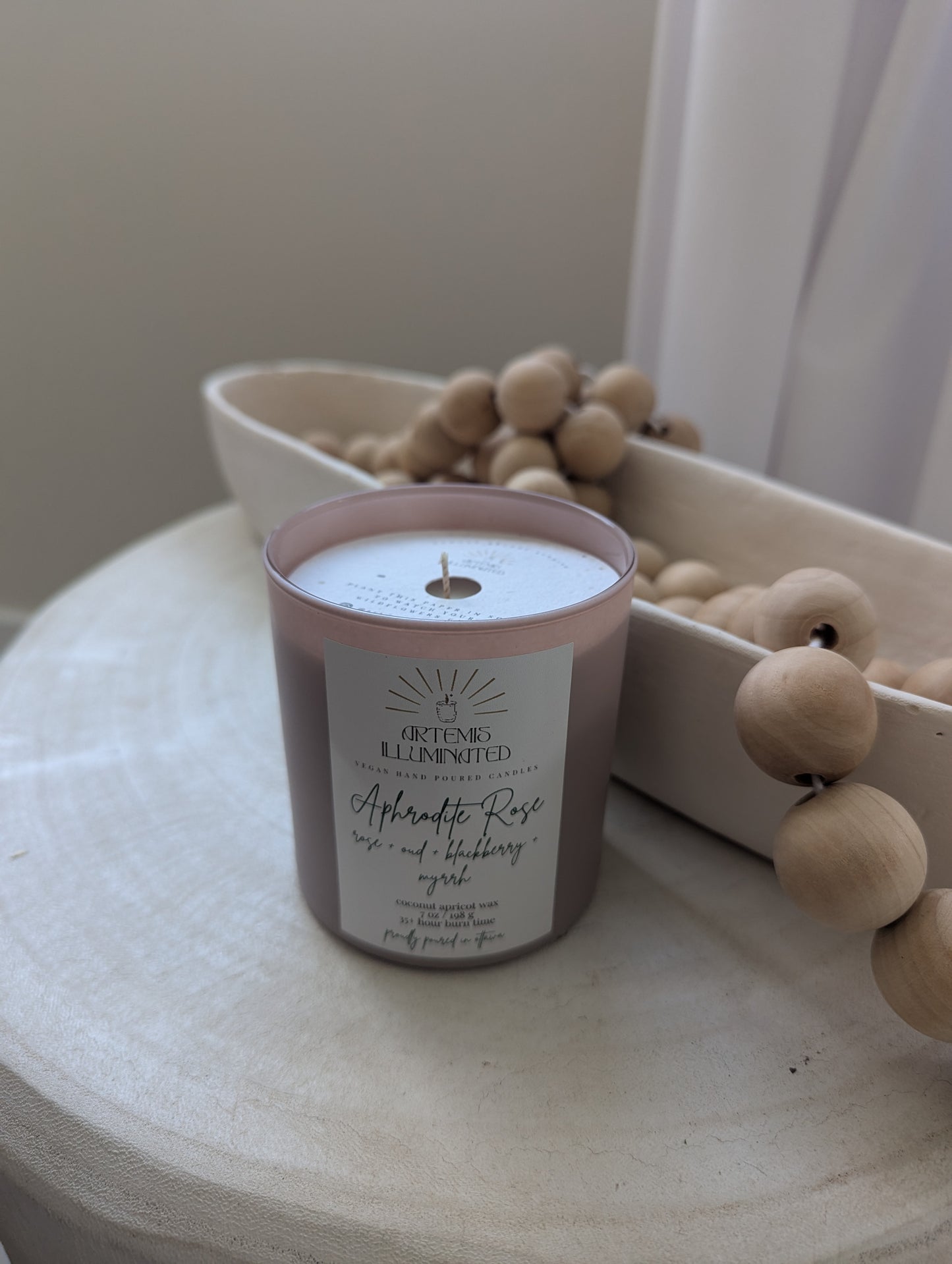 Aphrodite Rose - 7oz - Scented Coconut Apricot Wax Candle