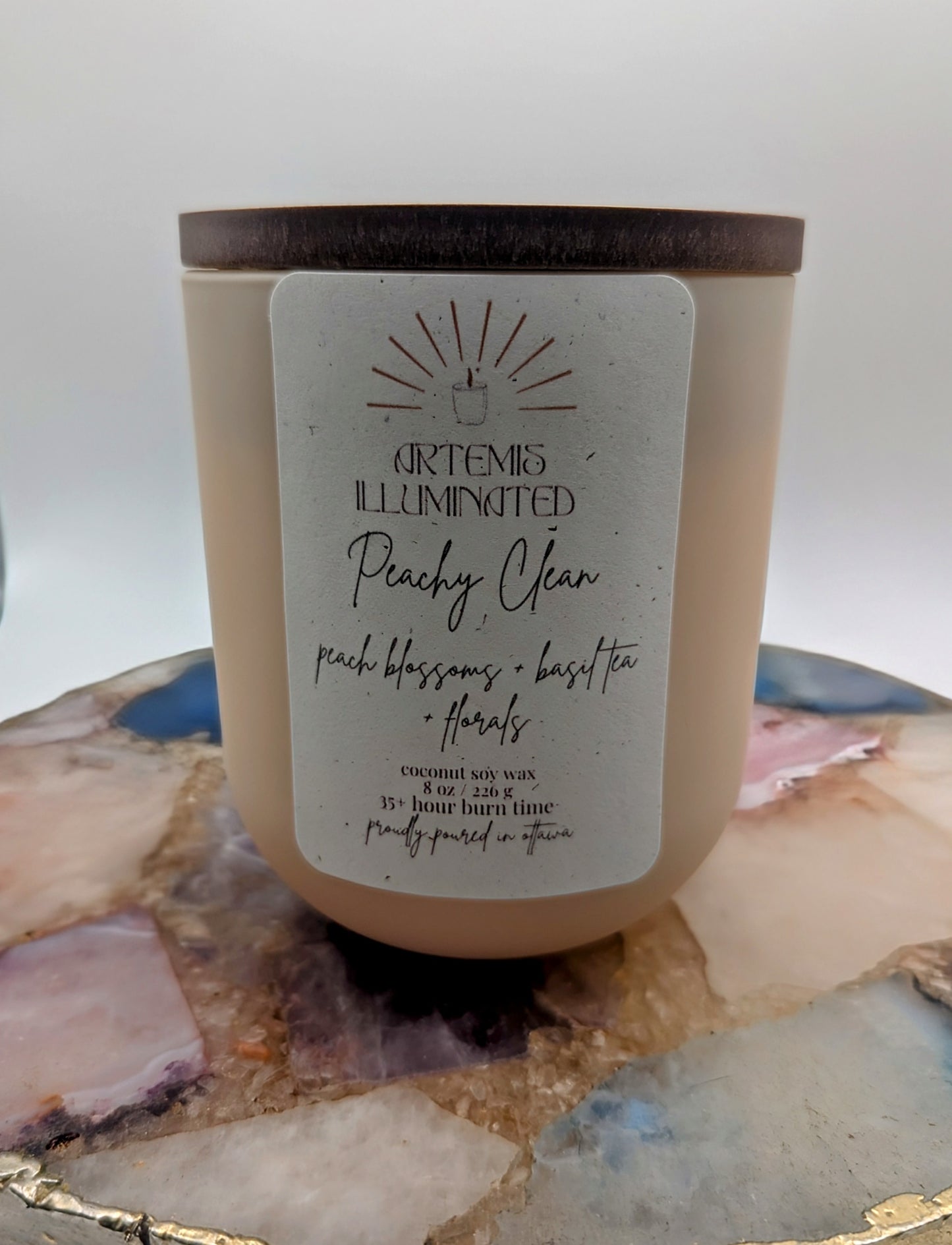 Peachy Clean - 8 oz Scented Coconut-Soy Candle