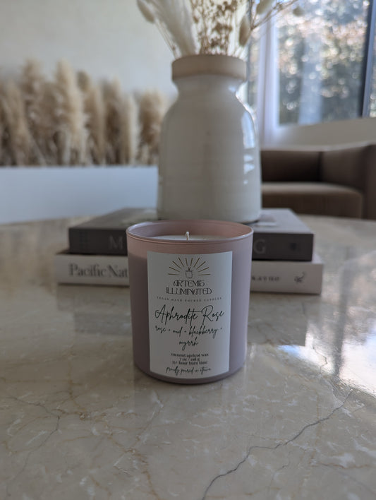 Aphrodite Rose - 7oz - Scented Coconut Apricot Wax Candle