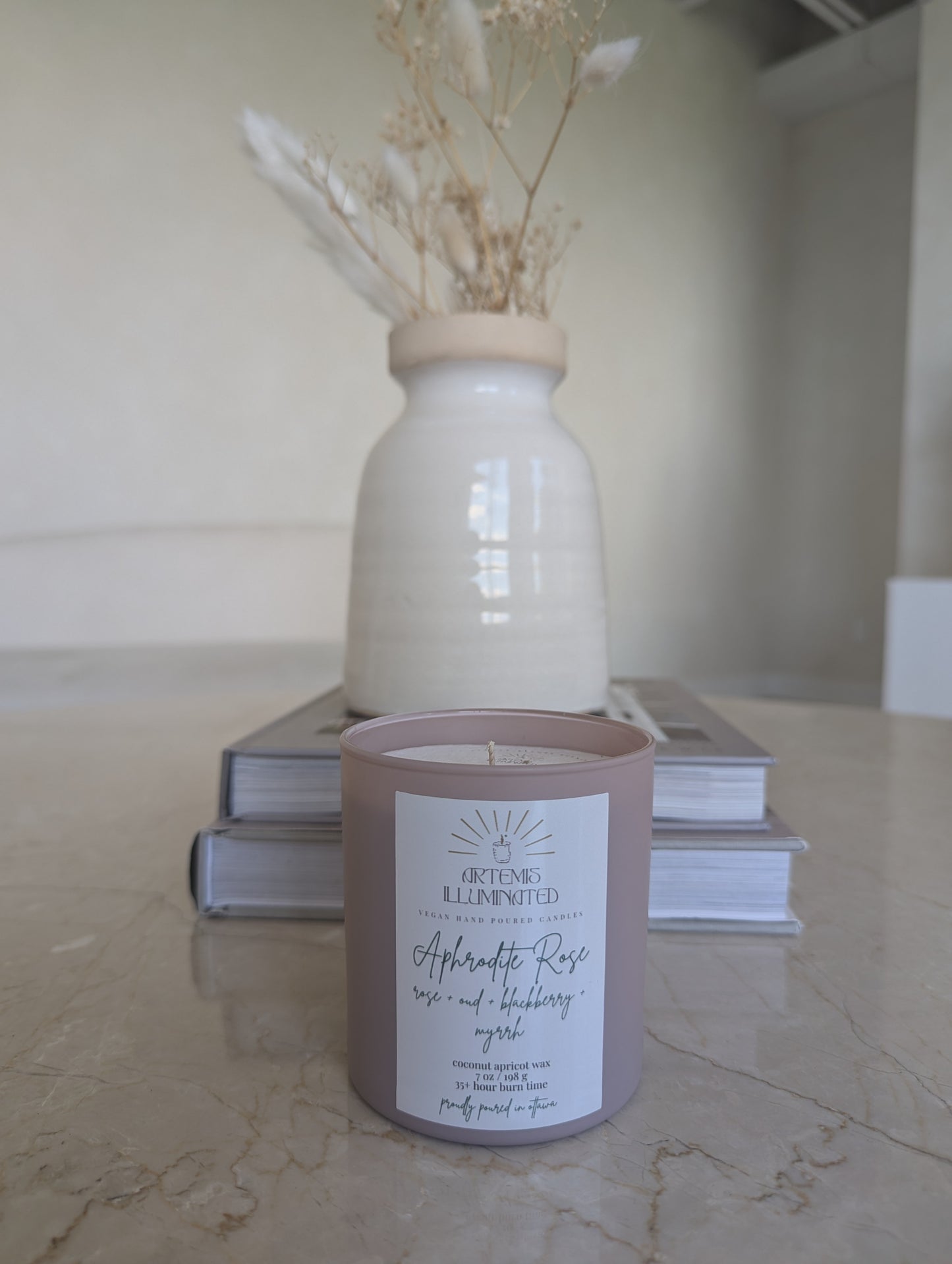 Aphrodite Rose - 7oz - Scented Coconut Apricot Wax Candle