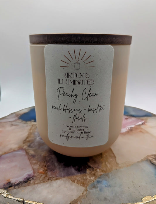 Peachy Clean - 8 oz Scented Coconut-Soy Candle